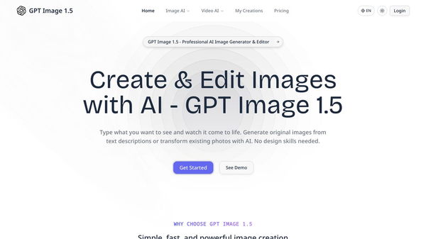GPT Image 1.5 - AI Image Generator & Editor | Create & Edit Images