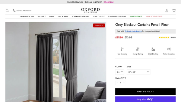 Grey Blackout Curtains Pencil Pleat