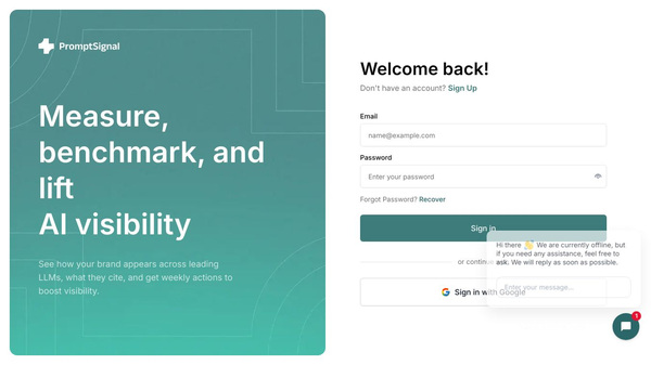 Grow your AI visibility by PromptSignal