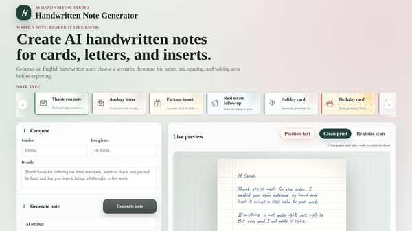 Handwritten Note Generator
