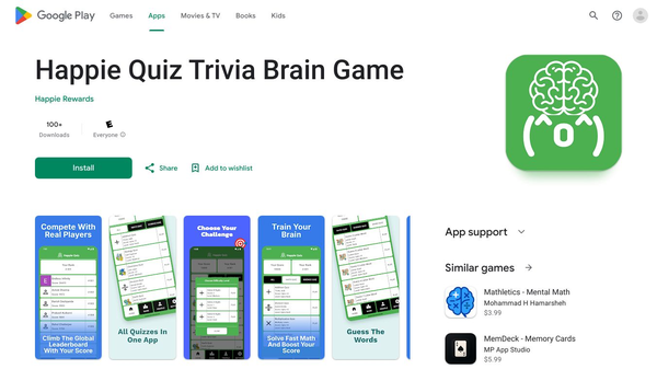 Happie Quiz Trivia Brain Game