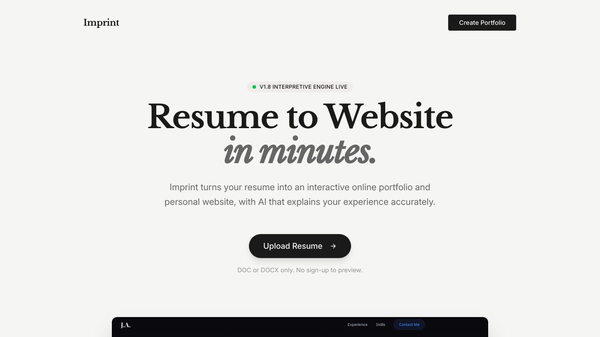 Imprint — A living resume with AI