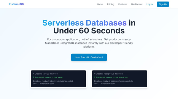 InstanceDB — Serverless Databases & API