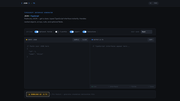 Instant JSON-to-TS Converter