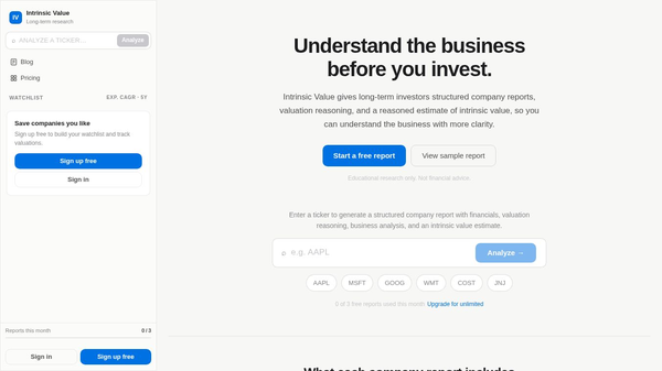 Intrinsic Value App