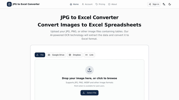 JPG To Excel Converter