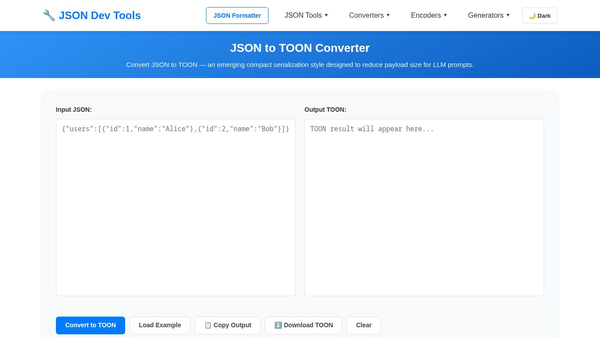 JSON → TOON Converte