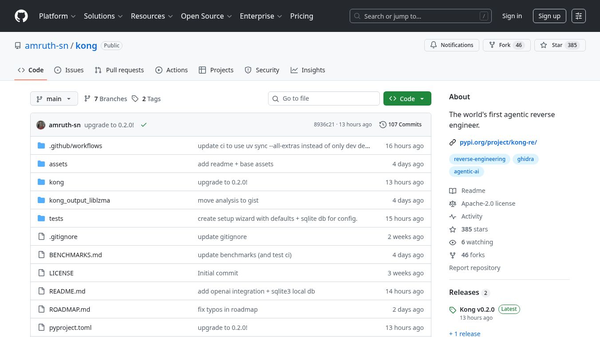 Kong: Agentic Reverse Engineering