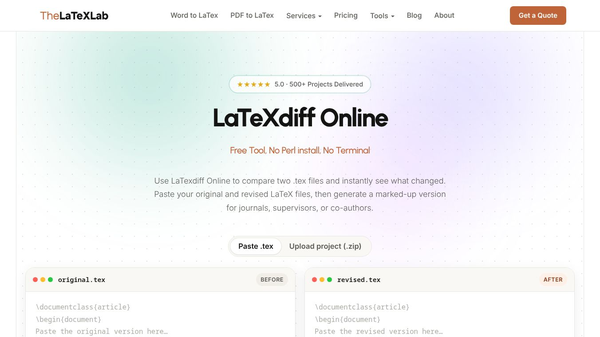 LaTeXdiff Online