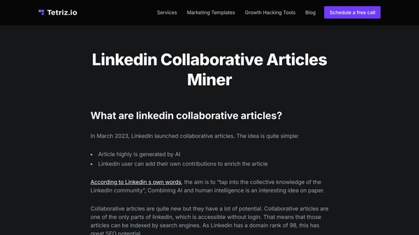 Linkedin Collaborative Articles Miner