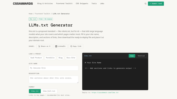 LLMs.txt Generator
