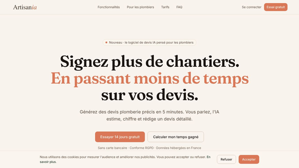 Logiciel de devis IA · Artisania