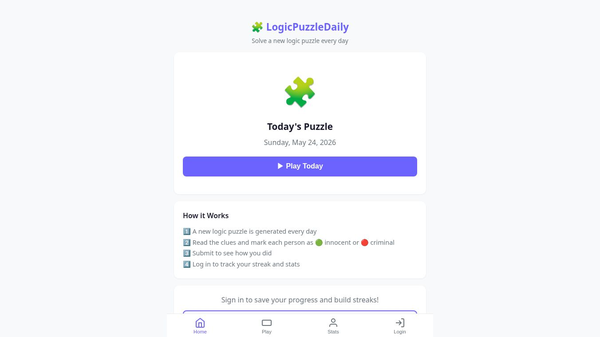 LogicPuzzleDaily — Daily Logic Puzzle