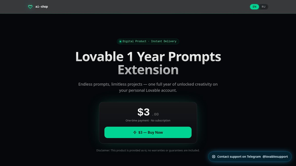 Lovable AI 1 Year Prompts Extension — $3