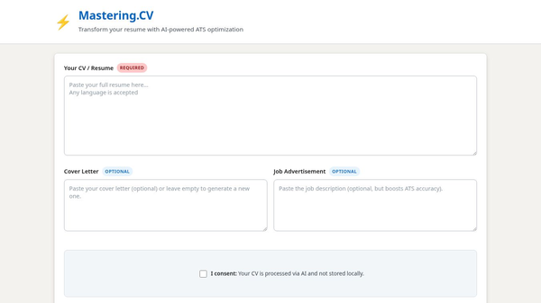 Mastering.CV — Instant CV Upgrade