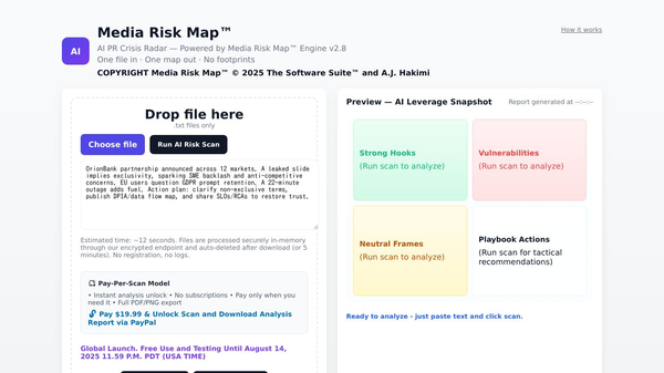 Media Risk Map - AI PR Crisis Radar