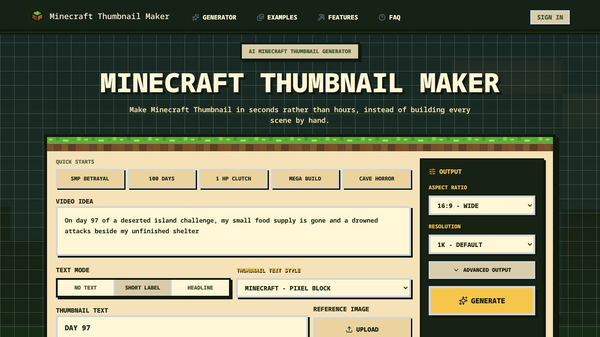 Minecraft Thumbnail Maker
