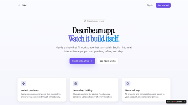 Neo — Build apps by describing them