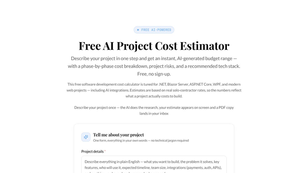 .NET Project Cost Estimator