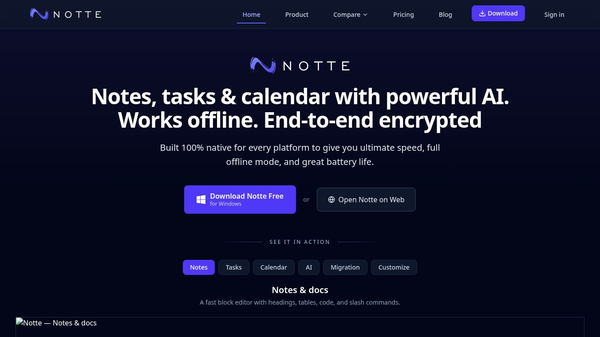 Notte - Privacy-first Workspace