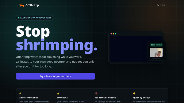OffShrimp — Local AI Posture Monitor
