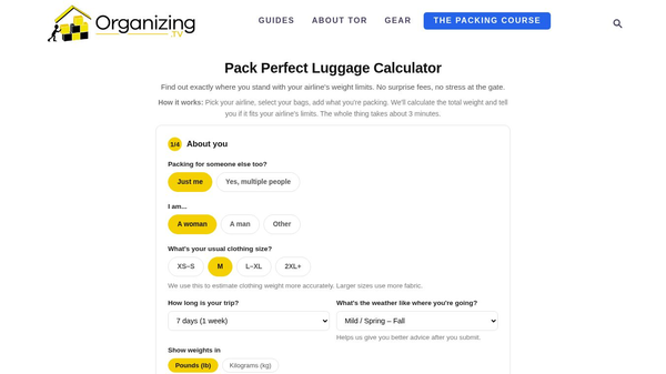 Pack Perfect Luggage Calculator