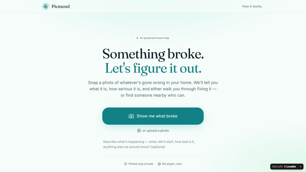 Picmend — Snap a photo, fix what broke