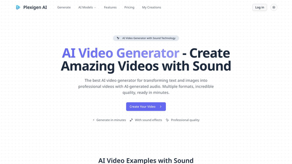 Plexigen AI - AI Video Generator with Sound & Effects