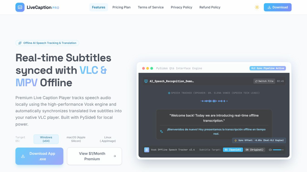 Premium Live Caption Player
