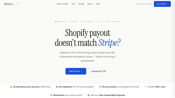 Reconcra — Shopify & Stripe Reconciler