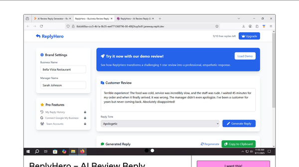 ReplyHero – AI Review Reply Generator