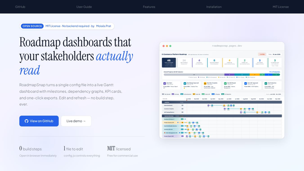 RoadmapSnap Beautiful roadmap dashboards