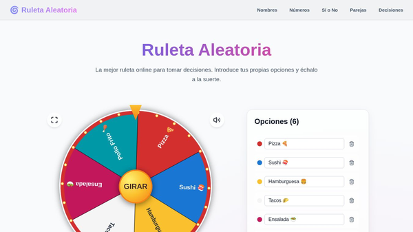 Ruleta Virtual y de Sorteo
