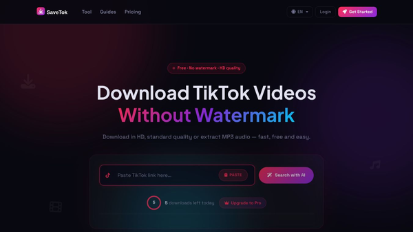 SaveTTOK - AI-Powered HD Downloader