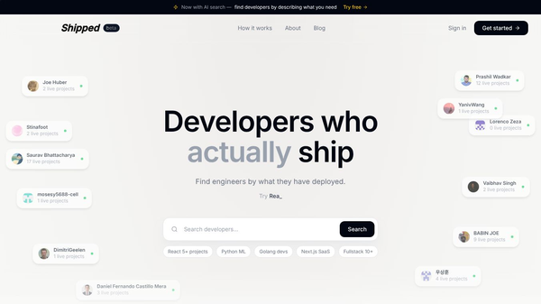 Shipped : Find developers who ship