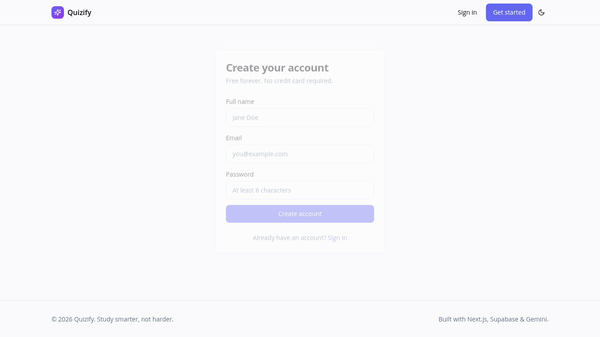 Sign up — Quizify