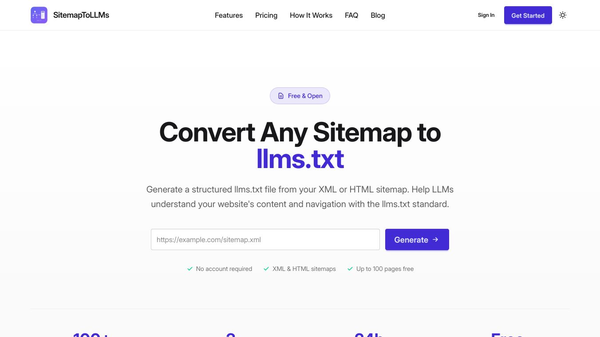 Sitemap to llms.txt