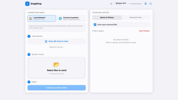 SnapDrop — Seamless Direct Sharing