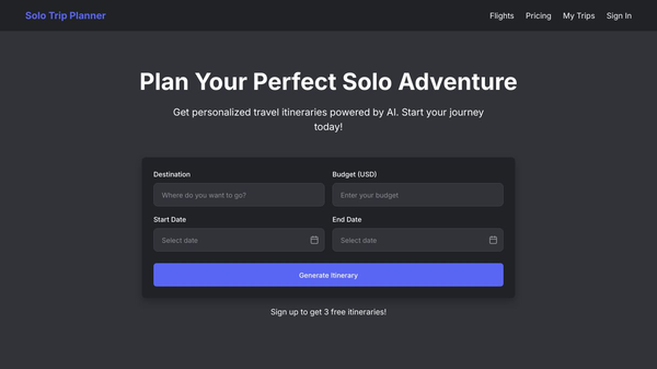 Solo Trip Planner