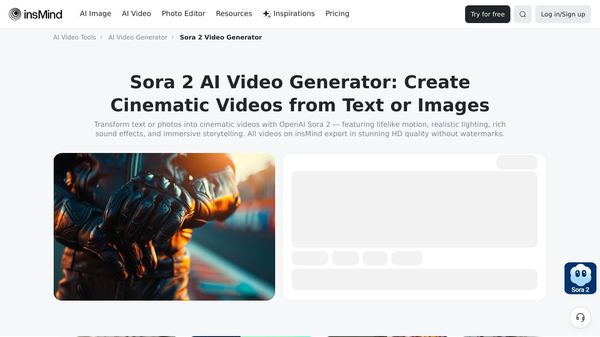 Sora 2 AI Video Generator – Text & Image to Video Online by insMind