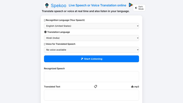 Speech translate and listen own Language