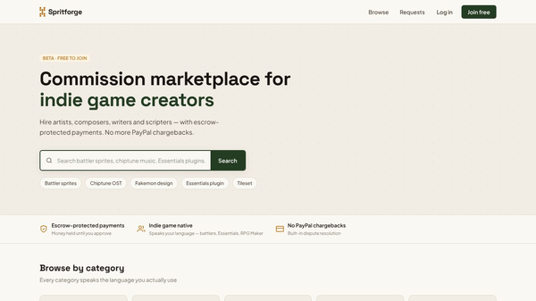 Spritforge — Commission marketplace