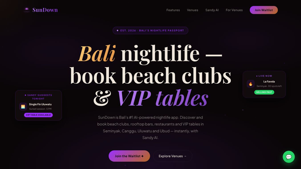 SunDown — Bali Nightlife App