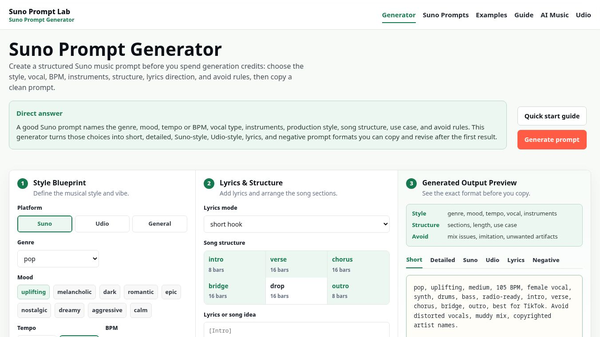 Suno Prompt Generator