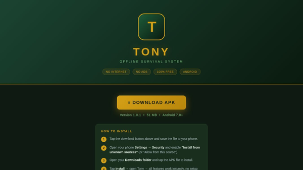 Tony - Offline Survival System