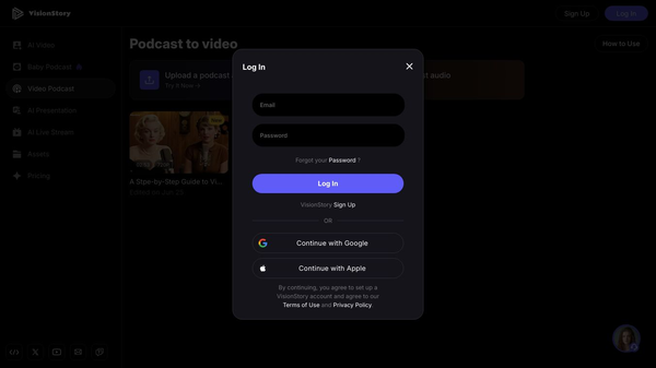 Turn dialogues to studio-quality video podcasts in seconds
