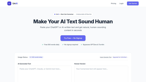 UnAI — AI Text Humanizer
