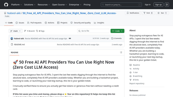 UnlimitedAI - 50+ Free Ai APIs