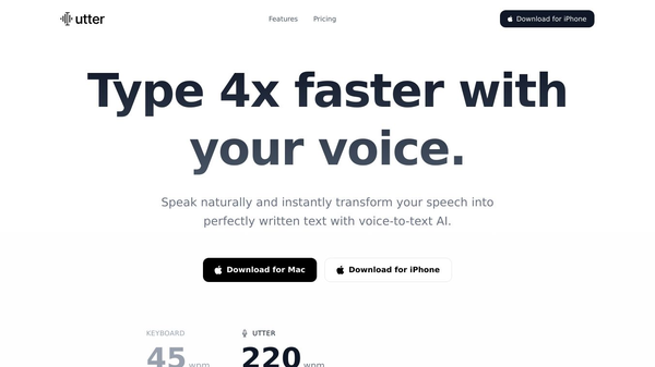 Utter: AI Dictation for Mac & iPhone