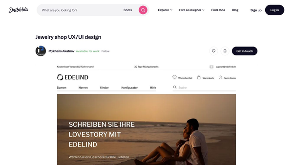 UX/UI web design for jewelry shop